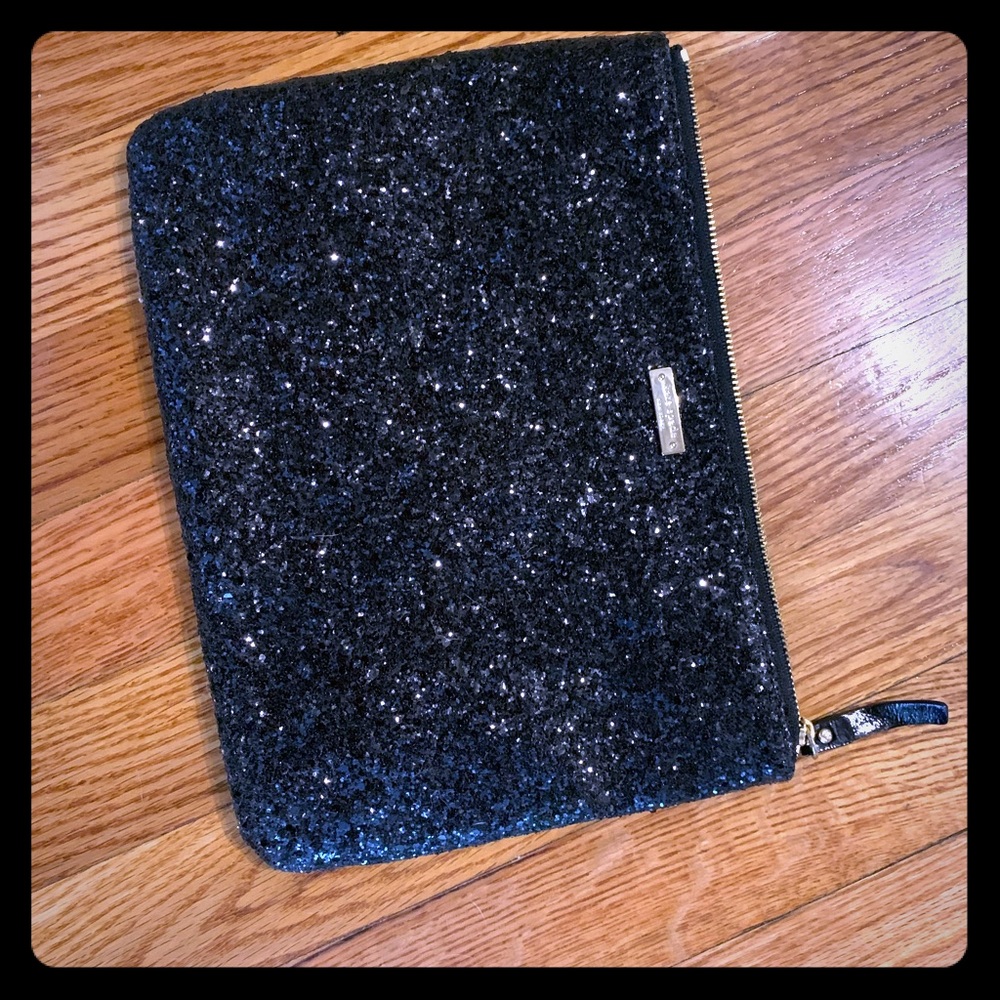 Kate Spade Black Glitter Clutch.